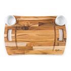 Bandeja Retangular De Madeira Com 2 Ramekins 46 Cm Tecawood