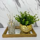 Bandeja Retangular De Mdf + Difusor De Vidro + Vaso Dourado