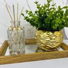 Bandeja Retangular De Mdf + Difusor De Vidro + Vaso Dourado