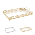 Bandeja Retangular De Metal Com Alça Espelhada Singapura 28x2