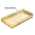 Bandeja Retangular Decorativa Metal Espelhada Cor Dourada