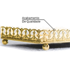 Bandeja Retangular Decorativa Metal Espelhada Cor Dourada