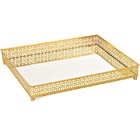 Bandeja Retangular Dourada Em Metal Grande Com Espelho Mart 0