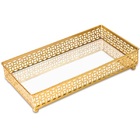 Bandeja Retangular Dourada Em Metal Pequena Com Espelho Mart