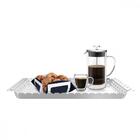 Bandeja Retangular Em Aco Inox Desenhos Vazados 47 X 25 Cm Tr