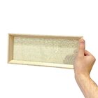 Bandeja Retangular Em Mdf Bege Claro Com Linho 28 X 12 X 3cm