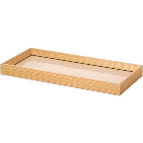 Bandeja Retangular Em Mdf Bege Com Linho 38 X 18 X 3cm Mart