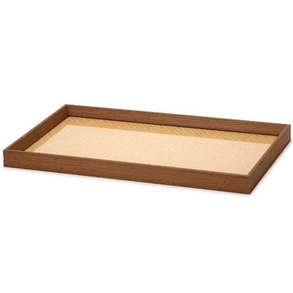 Bandeja Retangular Em Mdf Com Rattan 45 X 27 X 3cm Mart