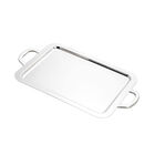 Bandeja Retangular Em Prata Com Alça Wolff Queens 40x30cm