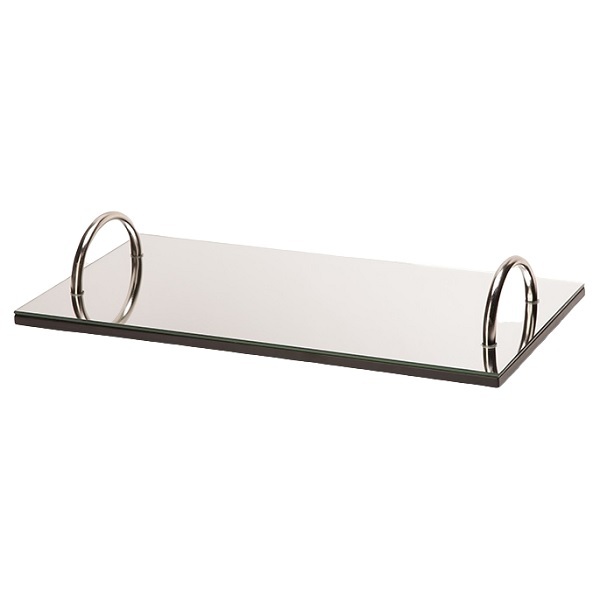 Bandeja Retangular Grande Em Metal Com Espelho Mart