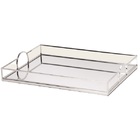 Bandeja Retangular Grande Prata Em Metal Com Espelho Mart