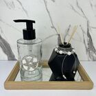 Bandeja Retangular Mdf + Difusor De Vidro + Porta Sabonete