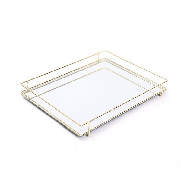 Bandeja Retangular Portuguesa Ouro Espelhada 45x30x5cm - Joli