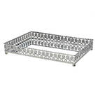 Bandeja Retangular Prata Em Metal Com Espelho Mart 7173