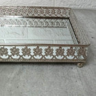 Bandeja Retangular Prata Em Metal Com Espelho Mart 7173