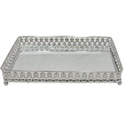 Bandeja Retangular Prata Em Metal Com Espelho Mart 7173