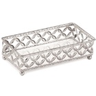 Bandeja Retangular Prata Em Metal Grande Com Espelho Mart 120