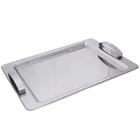 Bandeja Retangular Rasa Aço Inox Para Servir Com Alça 40cm Át