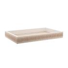 Bandeja Woodart De Madeira Bambu Com Sisal Branca 37,5cm