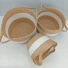 Bangli Cesta Decorativa Organizadora Cachepô Fibra Bege 3 Peç