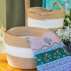 Bangli Cesta Decorativa Organizadora Cachepô Fibra Bege 3 Peç