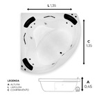 Banheira De Canto Angulo 3 Cantos Completa com hidromassagem