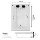 Banheira Dupla Caledonia COMPLETA com hidromassagem em acríli