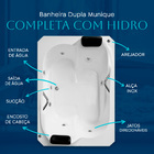 Banheira Dupla Munique Completa com hidromassagem em acrílico