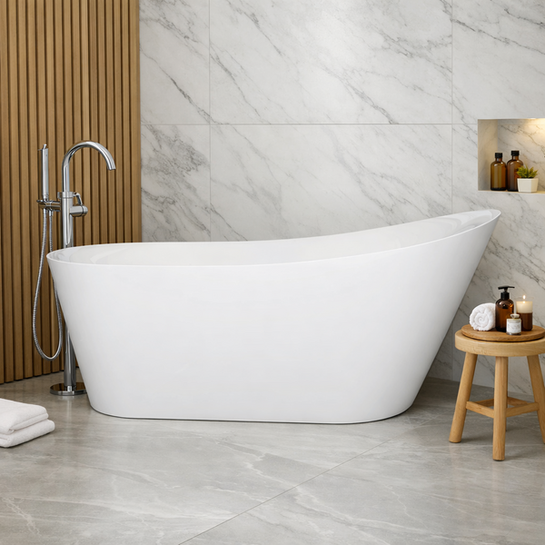 Banheira Freestanding RM Decor Carrara Lux Imersão Branco 1,8m