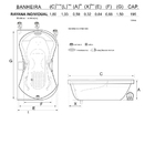 Banheira Retangular Rayana COMPLETA com hidromassagem em acrí