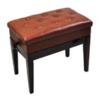 Banqueta,banco P/piano,c/porta Livros,reg De Altura,vermelho