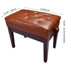 Banqueta,banco P/piano,c/porta Livros,reg De Altura,vermelho