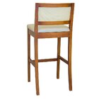 Banqueta 100% Madeira Maciça Assento Em Couro Com Encosto Em