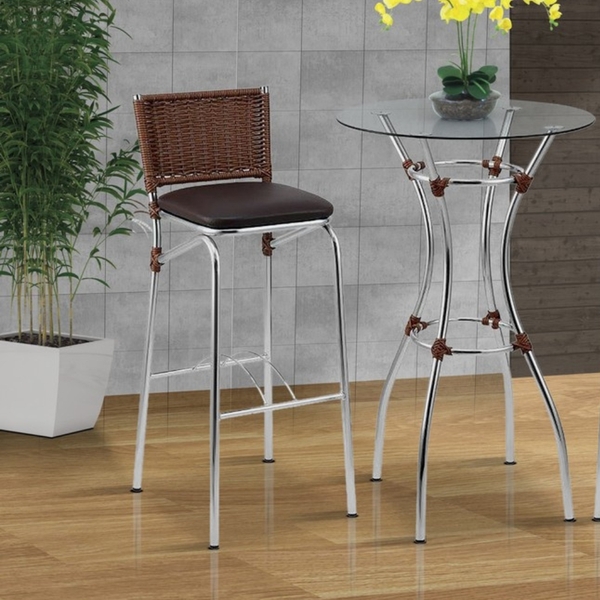 Banqueta 75cm Cecilia Cromado/marrom - Fil Móveis