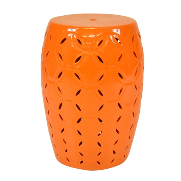 Banqueta  Seat Garden De Ceramica  - Laranja  - 31x31x43 Cm