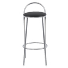 Banqueta Aço Média com Encosto 67x34cm Cinza e Preta Metalnew