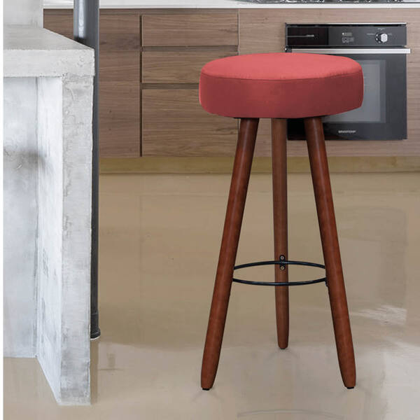 Banqueta Alex Suede Rose Pés Palito Bnn Decor