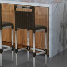 Banqueta Alta Alumínio Vigor  Tabaco/alumínio Polido