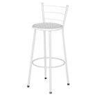 Banqueta Alta Assento Ratan Branca Retro - Laca Branca