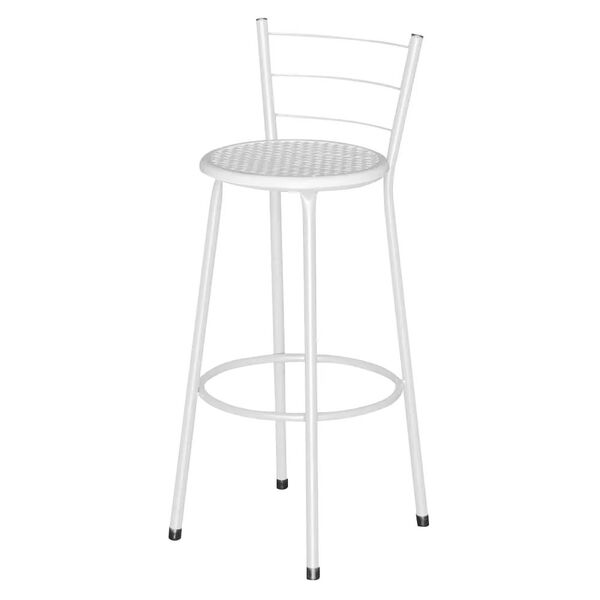 Banqueta Alta Assento Ratan Branca Retro - Laca Branca