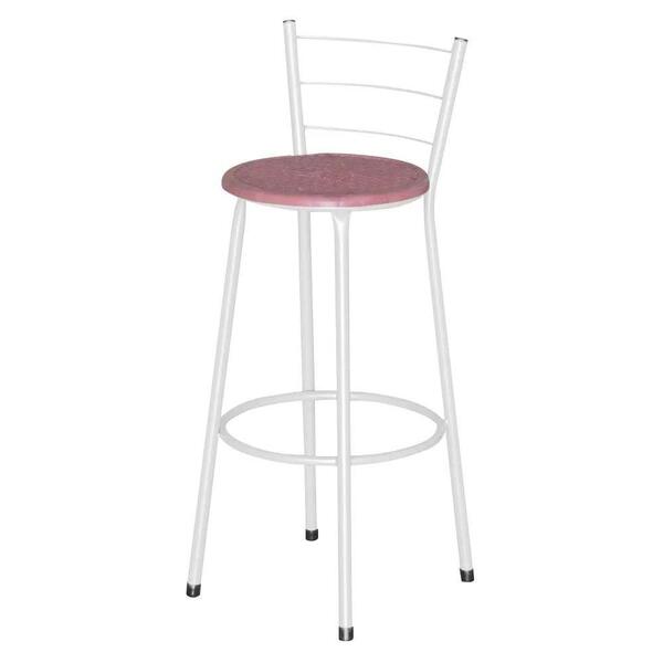 Banqueta Alta Assento Ratan Branca Retro Terracota