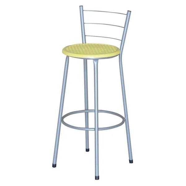 Banqueta Alta Assento Ratan Cinza Retro Amarelo