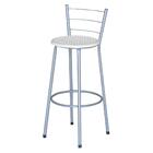 Banqueta Alta Assento Ratan Cinza Retro Laca Branca