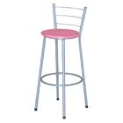 Banqueta Alta Assento Ratan Cinza Retro - Rosa