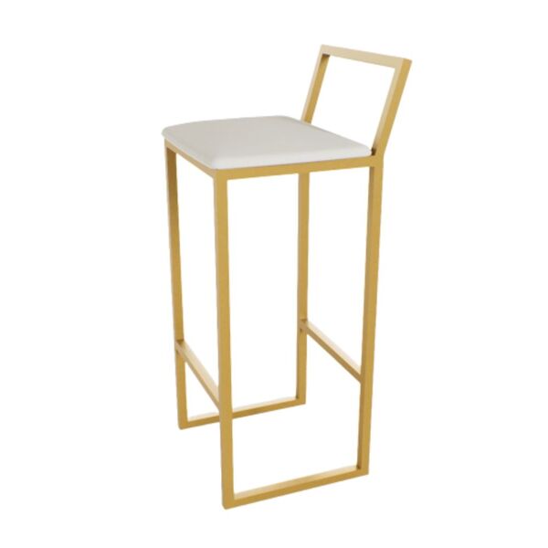 Banqueta Alta Balcão Bistrô Dourada Confort Industrial Premiu