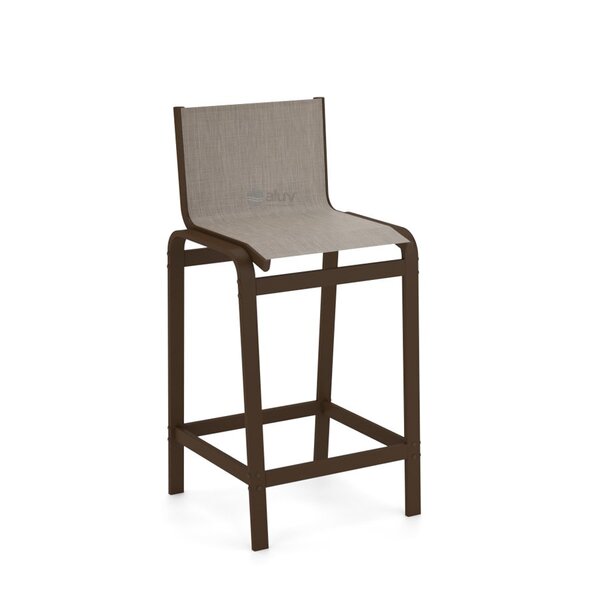 Banqueta Alta Bancada Alumínio Marrom Tela Mocca