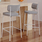 Banqueta Alta Bar Cozinha Sala De Jantar Aço Branco Kaira C01