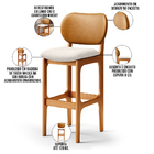 Banqueta Alta Bar Cozinha Sala Jantar Fixa Betta L02 Imbuia C