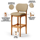 Banqueta Alta Bar Cozinha Sala Jantar Fixa Betta L02 Imbuia L