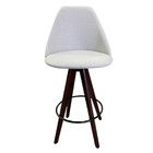 Banqueta Alta Bar Decorativa Sophia Tecido Linho Pés Madeira